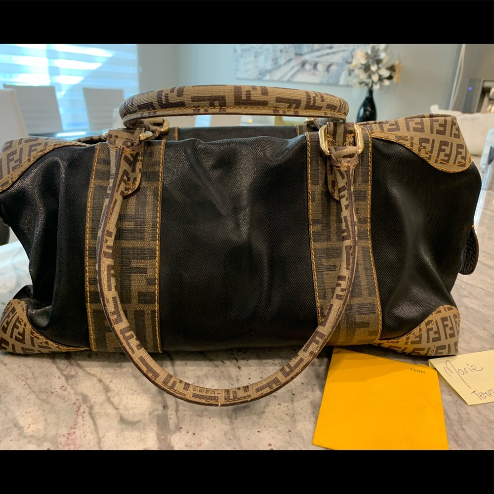 ✨SOLD✨Authentic Fendi Zucca Boston Tobacco